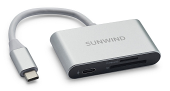 Внешний картридер USB-C SunWind SW-CR051-S серебристый