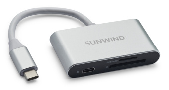 Внешний картридер USB-C SunWind SW-CR051-S серебристый