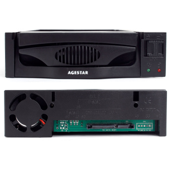 Мобильное шасси SATA 5.25" AgeStar SR3P-SW-2F (1*SATA 3.5", 1*вентилятор, пластик) Black