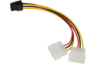 Кабель-удлинитель 6pin PCI-E (m) --> 2*Molex (m) 15см, Cablexpert CC-PSU-63-15CM