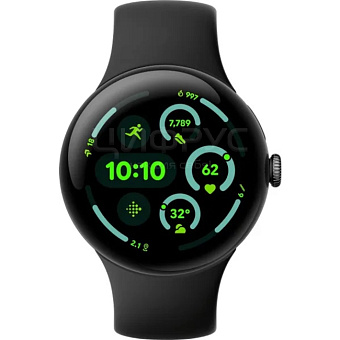 Смарт-часы Google Pixel Watch 3 45mm Wi-Fi Matte Black/Obsidian Band (черный)