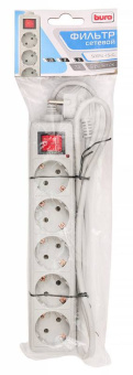 Сетевой фильтр BURO 1.5м (5 розеток) White