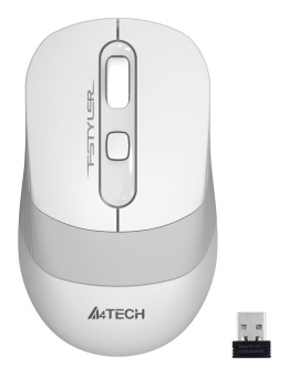 Мышь беспроводная A4Tech Fstyler FG10S 2000dpi бесшумная серый/белый