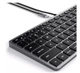 Клавиатура проводная Satechi Slim W1 USB-C Wired Keyboard (металлический корпус, светодиодная подсветка) темно-серый