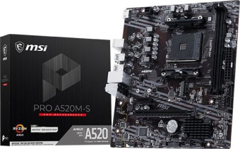 Материнская плата Socket AM4 MSI PRO A520M-S (A520) 2*DDR4 HDMI mATX