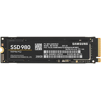 Накопитель SSD M.2 250Gb Samsung 980 (PCI-E 3.0 x4, 2900/1300 Мбайт/сек)