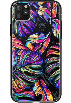 Чехол для смартфона Apple iPhone 11 Pro Max 6.5" - Deppa Glass Case, листья