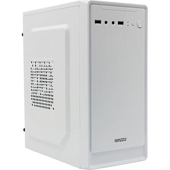 Корпус Ginzzu B185, 2*USB2.0, без вентиляторов, без БП, mATX, белый