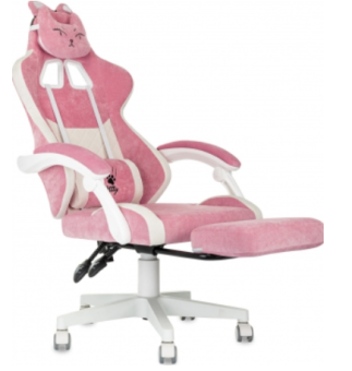 Кресло Knight Kitty/F W Fabric розовый/молочный крестов. пластик подст.для ног пластик белый