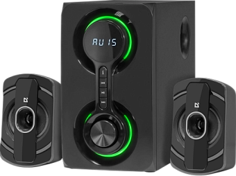 Акустическая система Defender ECLIPSE (2х10W+20W, Bluetooth, MP3, FM, SD/USB, подсветка сабвуфера) черный