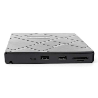 Внешний привод DVDRW Gembird DVD-USB-04 USB 3.0 кардридер и хаб, пластик, черный