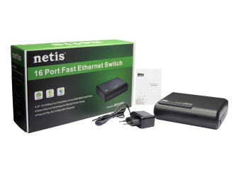 Коммутатор 16 port NETIS ST3116P 100 Мбит/с черный