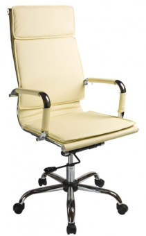 Кресло Бюрократ CH-993 (эко.кожа, мех. качания, крест. металл хром, до 120 кг) Слоновая Кость