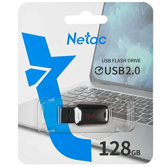Флешка 128Gb Netac U197 USB2.0 пластиковая, черная