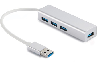 Концентратор USB-A - 4-port USB3.0, Gembird UHB-C464, кабель 17 см, белый