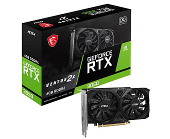 Видеокарта 6Gb MSI RTX 3050 VENTUS 2X E 6G OC (RTX3050) GDDR6 96bit HDMI DP