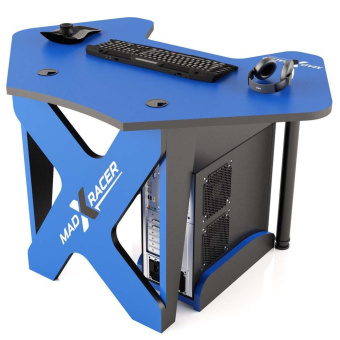 Стол компьютерный MaDXRacer PILOT GTC12 "1260х845х750" синий, кромка черная