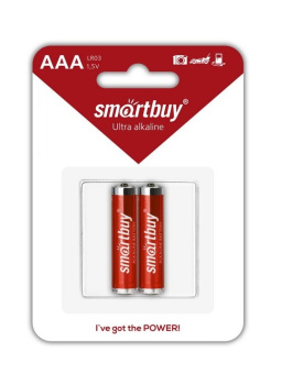 Элемент питания AAA, 1.5V,  2шт, Smartbuy LR03 BL2