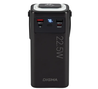 Внешний аккумулятор 50000 mAh_ Digma DGPF50B QC3.0/PD3.0 22.5W 2.25A 4xUSB-A/2xUSB-C черный