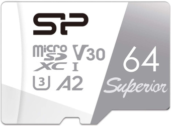 Карта памяти microSD 64Gb Silicon Power Silicon Power Superior A2 CLASS 10 + адаптер SD