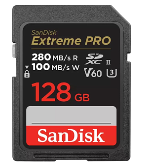 Карта памяти SD 128Gb SanDisk SDXC Class 10 V60 UHS-II U3 Extreme Pro 280/100MB/s