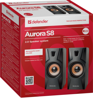 Акустическая система Defender Aurora S8 (2x4W, проводной пульт ДУ, питание от USB) black