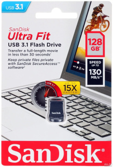 Флешка 128Gb SanDisk Ultra Fit USB 3.1 Black