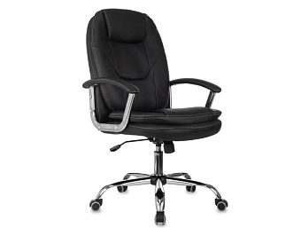 Кресло Бюрократ CH-868SL (экокожа, хромированная крестовина, хромированные подлокотники) Черный