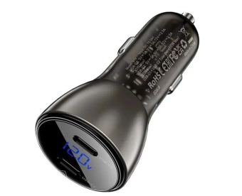 Автомобильное зарядное устройство ACEFAST B10 metal car charger 60W USB-C with digital display черный