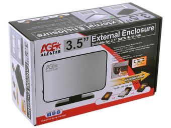 Внешний контейнер USB3.0 -> SATA 3.5", AgeStar 3UB3A8, алюминий, чёрный