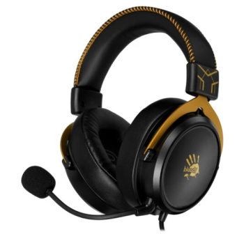 Наушники проводные A4Tech Bloody M590i (микрофон, 20-20 000 Гц, 105дБ,  вирт. звук 7.1, 3.5 мм/USB) черный-лимонный