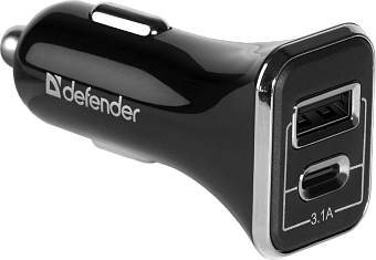 Автомобильное зарядное устройство Defender UCC-33 USB+Type-C, 5V/3А, кабель