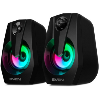 Акустическая система SVEN 370 2.0, 2W, USB, RGB, черный