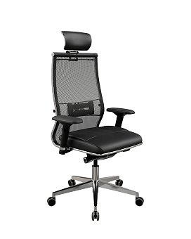 Кресло МЕТТА Samurai SL-3 (23.3.5.109) - Сетка(TS)+ЭкоКожа(Инфинити) Черный