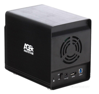 Внешний контейнер USB3.0 -> SATA 3.5", AgeStar 3C4B3A1, LCD, блок питания, алюминий, чёрный