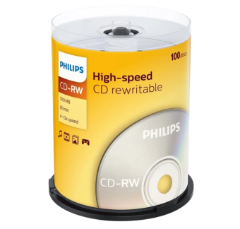 Диск CD-RW 700 Mb Philips 12x Cake Box (100шт)