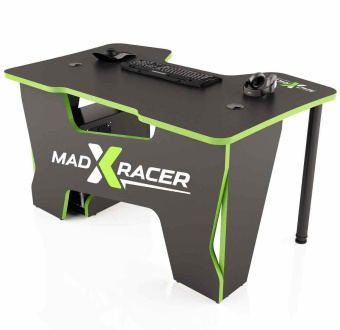 Стол компьютерный MaDXRacer COMFORT GT12 "1200х870х750" черный, кромка зеленая