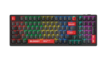 Клавиатура беспроводная + проводная A4Tech Bloody WS98 (механика, Wireless/BT/USB, RGB, горячая замена свитчей, BLMS Red Plus-свитчи)