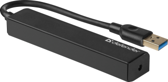 Концентратор USB-A - 4-port USB3.0, Defender Quadro Express, черный