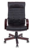 Кресло Бюрократ KB-10WALNUT (кожа, мех. качания, крест. металл/дерево, до 120 кг) Черный