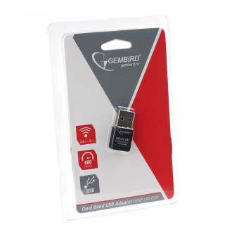 Сетевая карта USB2.0 Gembird WNP-UA-008 802.11b/g/n/ac/а, 2.4Ггц, 5Ггц, 600Мбит, 20 дБм, черный
