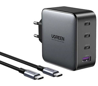 Сетевое зарядное устройство UGREEN CD226 100W USB-C USB-A серый (с кабелем)
