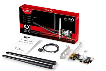 Сетевая карта PCI-E Cudy WE3000 AX3000 Wi-Fi + Bluetooth антенна - внешняя