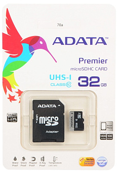 Карта памяти microSD 32Gb ADATA Premier microSDHC A1 Class 10, с адаптером