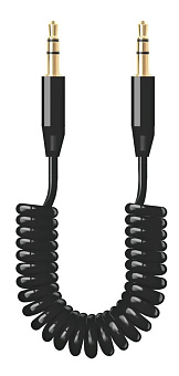 Кабель аудио-видео 3.5Jack (m) < - > 3.5Jack (m)  1.2м, Deppa, спиральный, чёрный