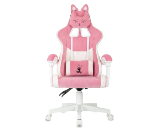 Кресло Knight Kitty W Fabric (ткань, фиксация наклона спинки, крестов. пластик, до 120 кг) розовый/молочный