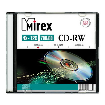 Диск CD-RW 700 Mb Mirex 12x Slim Case