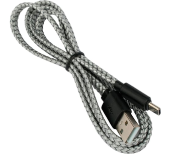 Кабель USB-A < - > USB-C, 1.0м, Cablexpert 12W плоский, нейлоновая оплетка, серый