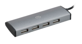 Концентратор USB-C - 4-port USB2.0, Digma HUB-4U2.0-UC-DS, серебристый