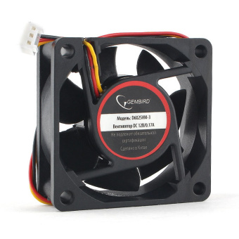 Вентилятор для корпуса 60mm Gembird D6025HM-3 (3 pin, 60х60x25, гидродинамический, провод 25 см)